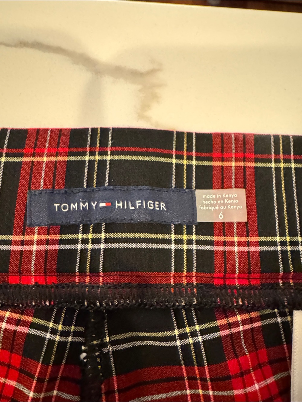 Tommy Hilfiger Red and Black Plaid Stretch Pants - Picture 3 of 6